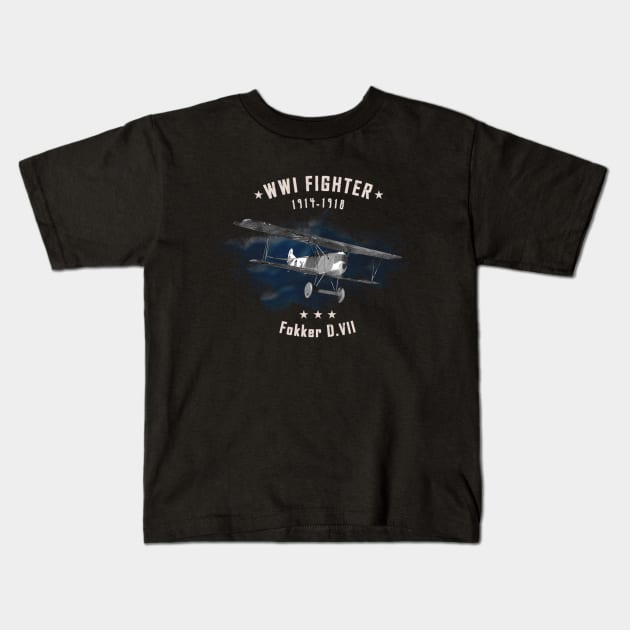 Fokker WWI Fighter aircraft Kids T-Shirt by Jose Luiz Filho